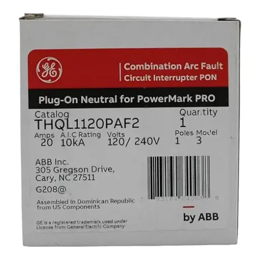 [THQL1120PAF2] THQL1120PAF2 G.E Disyuntor de falla de arco combinado PON Plug On Neutral 20 Amps 120/240 Voltios AC 1 Polo 10 KA UL