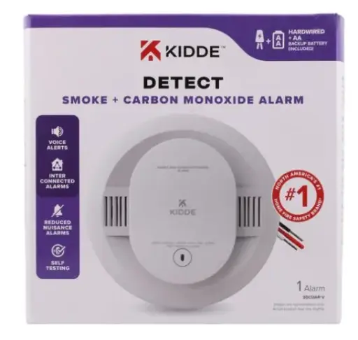 [30CUAR-V] 30CUAR-V   kidde  Hardwired Smoke & Carbon Monoxide Detector, AA Battery Backup, Voice Alerts, Interconnectable, LED Indicators