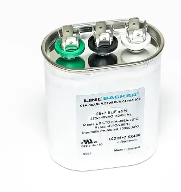 [LCD25+7.5X440] Oval Dual Run Capacitor – 25 + 7.5 µF, 440V-